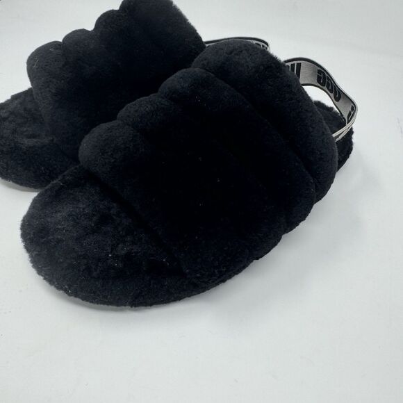 UGG FLUFF YEAH SLIDE BLACK MOCASSIN SLIP ON SANDAL US 5 - Picture 3 of 7